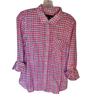 Tommy Hilfiger | Women’s Long Sleeve Plaid Pattern Button Down Blouse Top Sz S/P